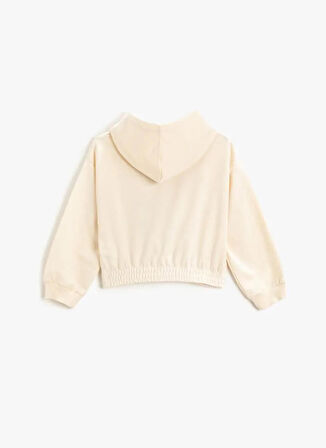Koton Bej Kız Çocuk Kapüşonlu Uzun Kollu Baskılı Sweatshirt 3WKG10169AK