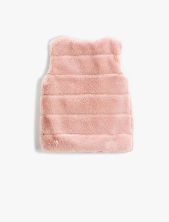 Peluş Yelek Yuvarlak Yaka Kolsuz