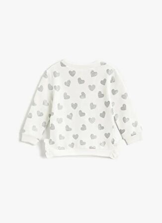 Koton Beyaz Kız Bebek Bisiklet Yaka Uzun Kollu Baskılı Sweatshirt 3WMG10040AK
