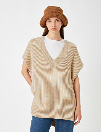 Oversize Süveter V Yaka