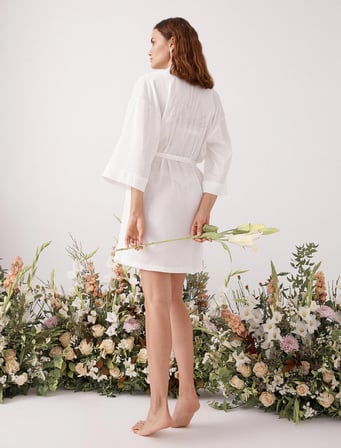 Bridal Saten Sabahlık Kuşaklı 