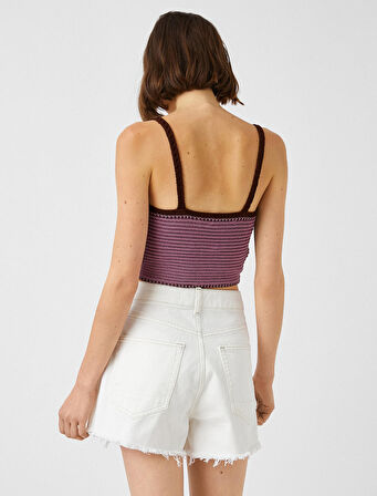 Örme Crop Üst Askılı V Yaka