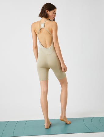 Askılı Spor Tulum Kısa Tayt