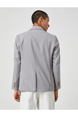 Basic Blazer Ceket Geniş Yaka Düğmeli Cep Detaylı