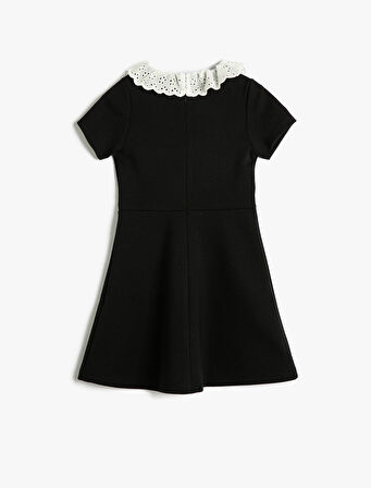 Basic Bebe Yaka Midi Elbise Kısa Kollu