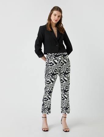 Zebra Desenli Pantolon Dar Kesim