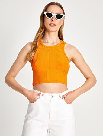 Crop Atlet Halter Yaka