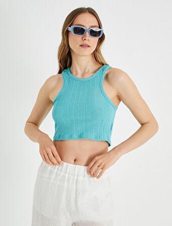 Crop Atlet Halter Yaka