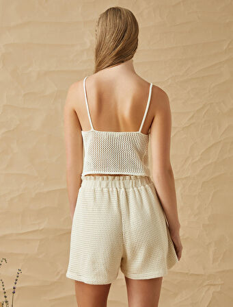 Crop Atlet Örgü Detaylı Askılı