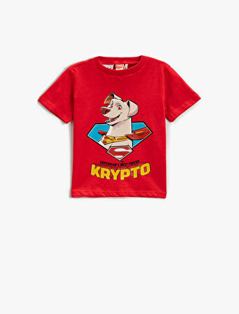 Süper Köpek Krypto Baskılı Tişört Lisanslı Kısa Kollu Pamuklu