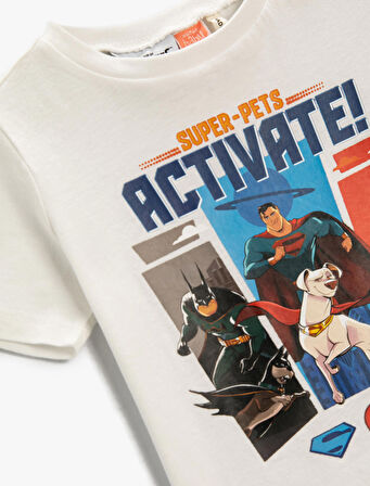Super Pets Baskılı Tişört Lisanslı Kısa Kollu Bisiklet Yaka Pamuklu