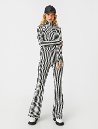 Crop Tişört Dik Yaka Büzgülü