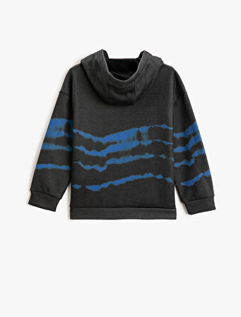 Cepli Kapüşonlu Sweatshirt Baskılı