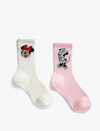 2'li Mickey Mouse Baskılı Çorap Lisanslı