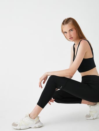Dikiş Detaylı Spor Tayt Reflektör Baskılı