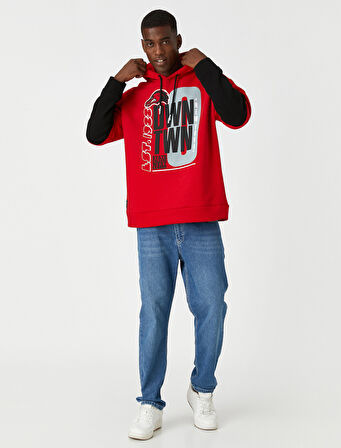 Kolej Oversize Sweatshirt Kapşonlu Şardonlu 