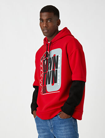 Kolej Oversize Sweatshirt Kapşonlu Şardonlu 