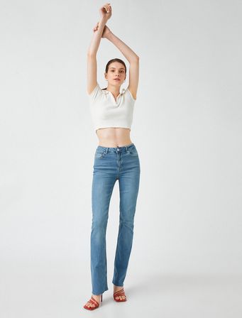Yüksek Bel Pantolon - Slim Flare Pantolon