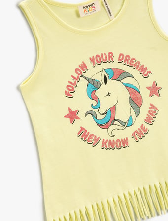 Unicorn Baskılı Püsküllü Atlet Lisanslı Pamuklu