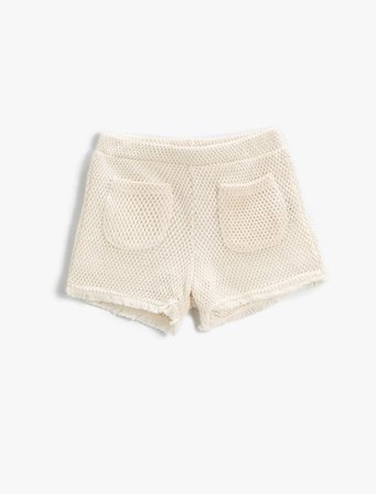 Mini Şort Dokuma Püsküllü Cepli