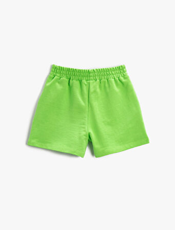 Beli Lastikli Şort Cepli Baskılı Pamuklu