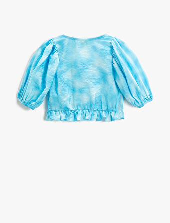 Crop Bluz Balon Kollu Fırfırlı