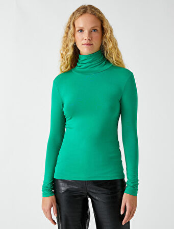 Boğazlı Tişört Uzun Kollu