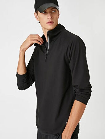 Şardonlu Spor Sweatshirt Dik Yaka