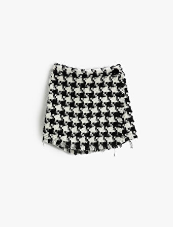 Kazayağı Desenli Şort Etek