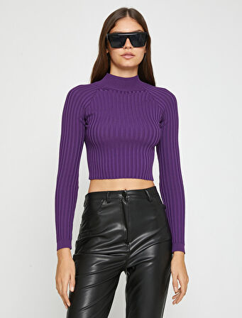 Crop Triko Kazak Yarım Balıkçı Yaka