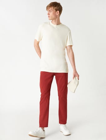 Basic Gabardin Pantolon Düğmeli