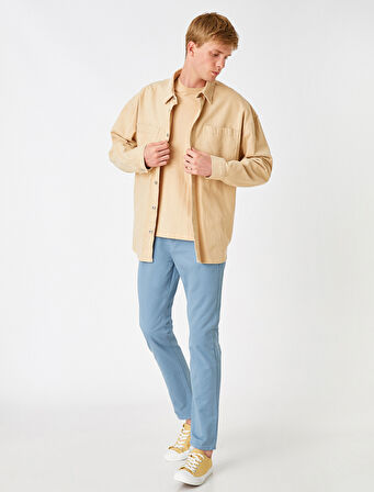 Basic Gabardin Pantolon Düğmeli