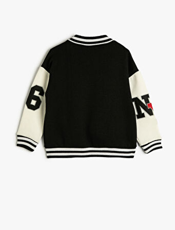 Kolej Ceket Kapüşonlu Renk Bloklu Aplike Detaylı