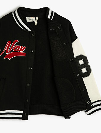 Kolej Ceket Kapüşonlu Renk Bloklu Aplike Detaylı