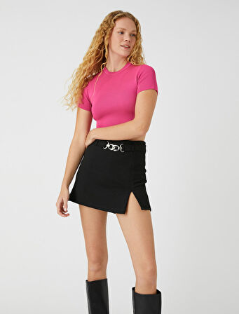 Crop Triko Kazak Kısa Kollu