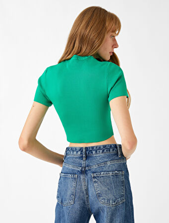 Crop Triko Kazak Kısa Kollu