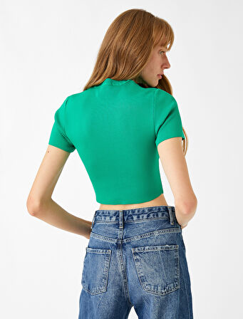 Crop Triko Kazak Kısa Kollu