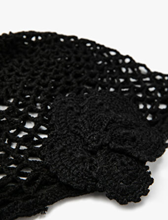 File Örgülü Çiçek Motifli Şapka - Melis Ağazat X Koton