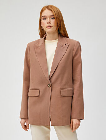 Oversize Blazer Ceket Tek Düğmeli