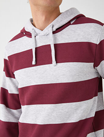 Kapşonlu Cepli Sweatshirt Şardonlu