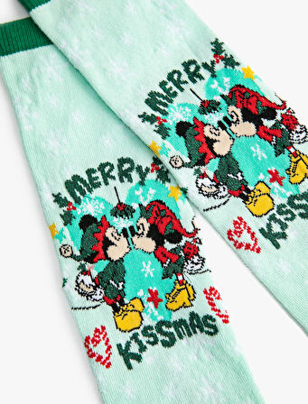 Yılbaşı Temalı Mickey Mouse Çorap Lisanslı Baskılı