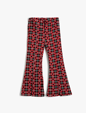 İspanyol Paça Pantolon Kalp Desenli