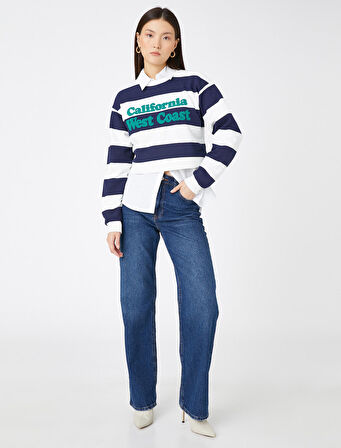 Nakışlı Kolej Sweatshirt