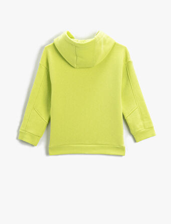 Kapşonlu Sweatshirt Slogan Temalı Baskılı Uzun Kollu