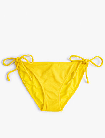 Basic Bikini Altı Yanları Bağlama Detaylı Dokulu Normal Bel