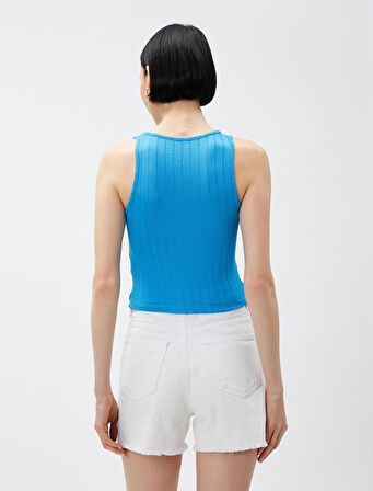 Crop Atlet Bisiklet Yaka Kolsuz