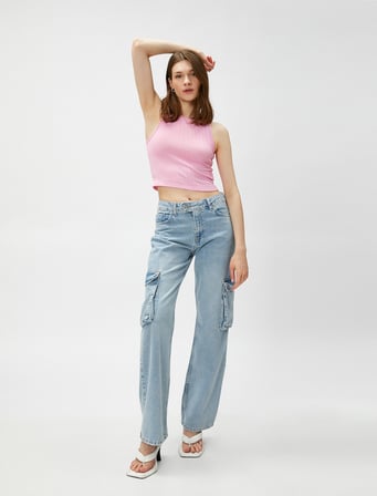 Crop Atlet Bisiklet Yaka Kolsuz