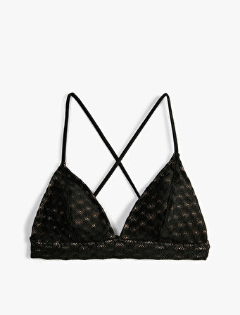 Bralet Bikini Üstü Üçgen Dantelli Çapraz Askılı