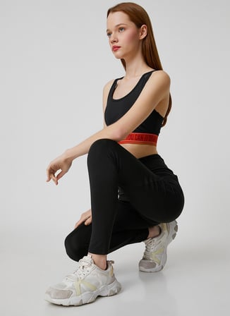 Ebru Şallı X  Koton Siyah Kadın Uzun Tayt 3SAK40001NK
