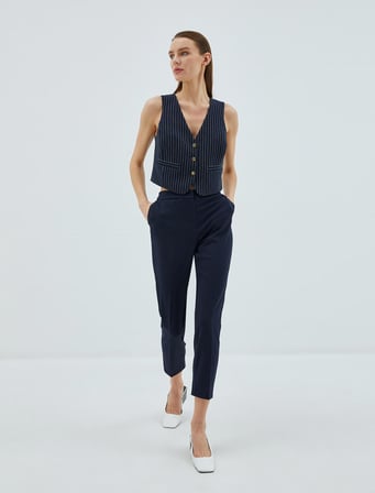 Cigarette Kumaş Pantolon Crop Düz Paça